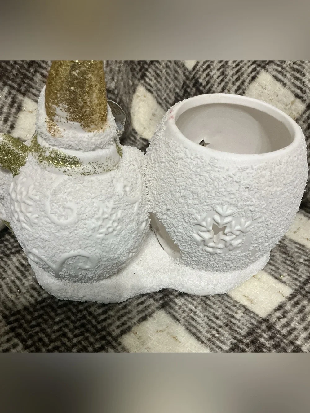 YANKEE CANDLE VINTAGE SNOWMAN VOTIVE TEA LIGHT CANDLE HOLDER